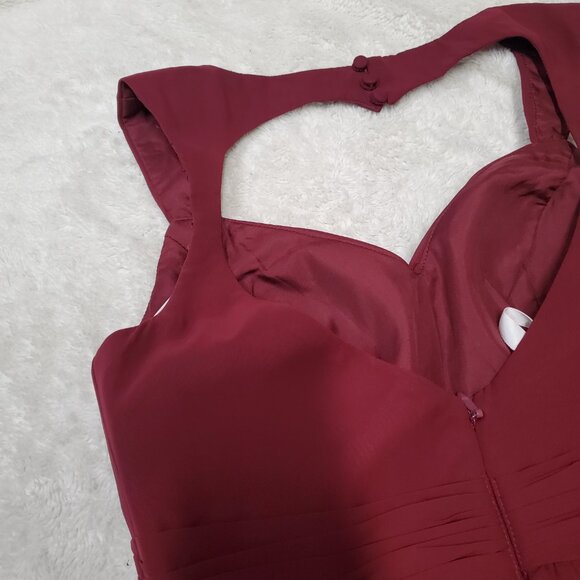NWT Azazie Rainer Cabernet Red Chiffon Sleeveless Formal Occassion Maxi Dress 10 - Picture 4 of 8